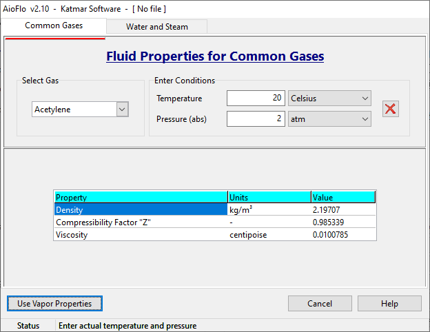 Looking up fluid properties
