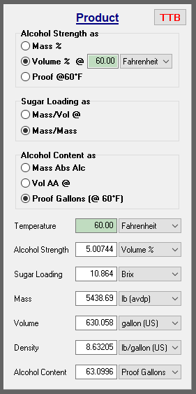 Water panel for liqueur recipe analyzer